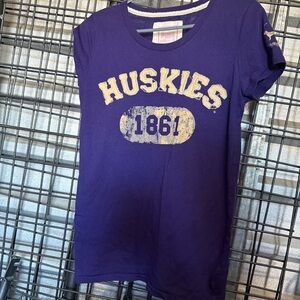 🌟5/$25 y2k vs pink t tshirt huskies large l v neck 09’ college apparel Purple A8